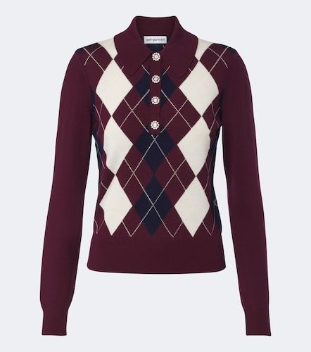 Polo en laine à motif argyle - Self-Portrait - Modalova