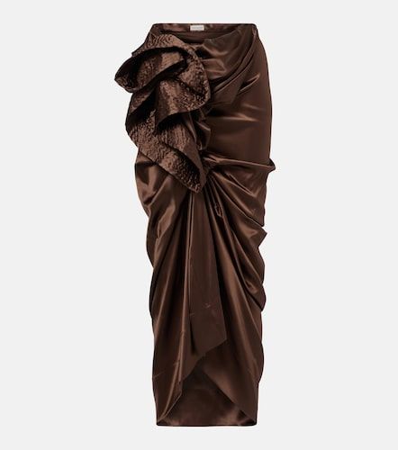 Jupe midi en satin de soie mélangée - Dries Van Noten - Modalova