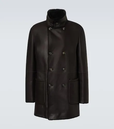 Caban réversible en cuir et shearling - Giorgio Armani - Modalova
