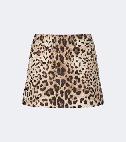Mini-jupe en coton et soie à imprimé léopard - Dolce&Gabbana - Modalova