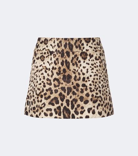 Mini-jupe en coton et soie à imprimé léopard - Dolce&Gabbana - Modalova
