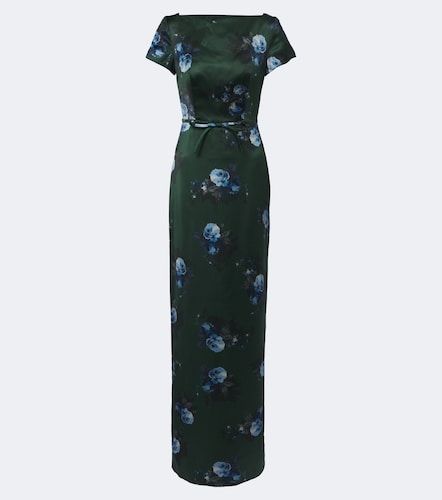 Robe longue en satin à fleurs - Erdem - Modalova