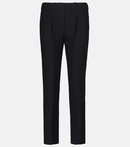 Pantalon tapered à taille haute en soie mélangée - Brunello Cucinelli - Modalova
