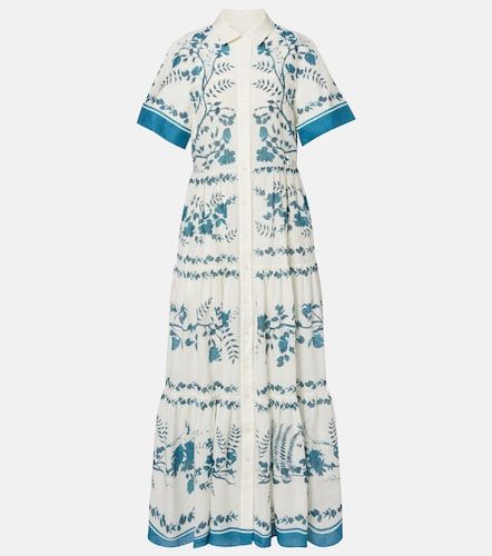 Robe chemise en coton et lin à fleurs - Erdem - Modalova