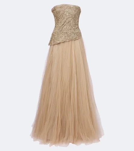 Robe longue en tulle à ornements - Marmar Halim - Modalova