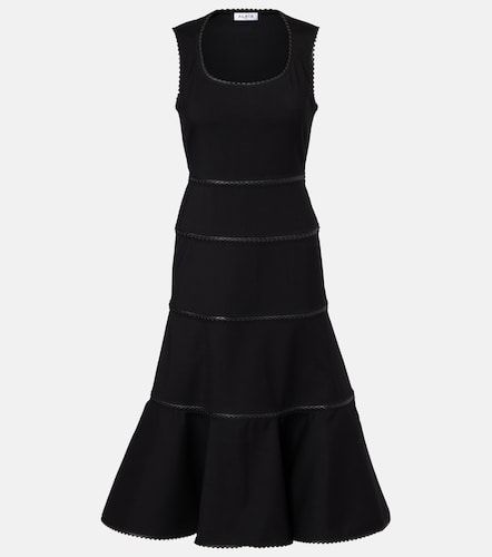 Alaïa Robe midi en laine en cuir - Alaia - Modalova