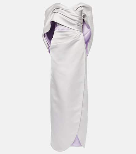 Robe longue en satin à encolure bardot - Carolina Herrera - Modalova