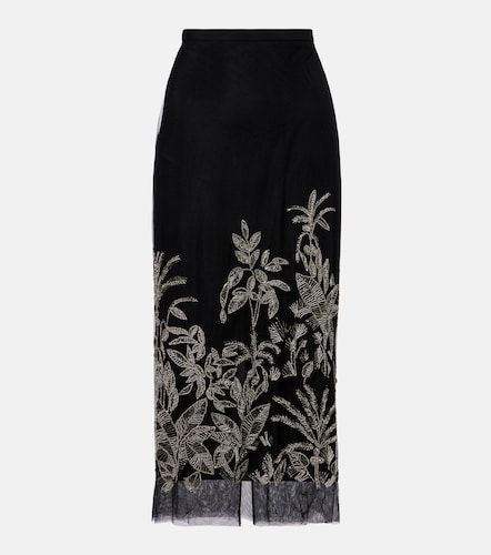 Jupe midi Leyla en tulle à perles - Costarellos - Modalova