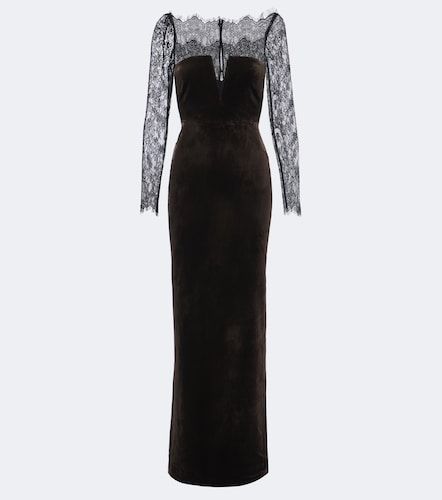 Robe longue en velours à dentelle - Roland Mouret - Modalova