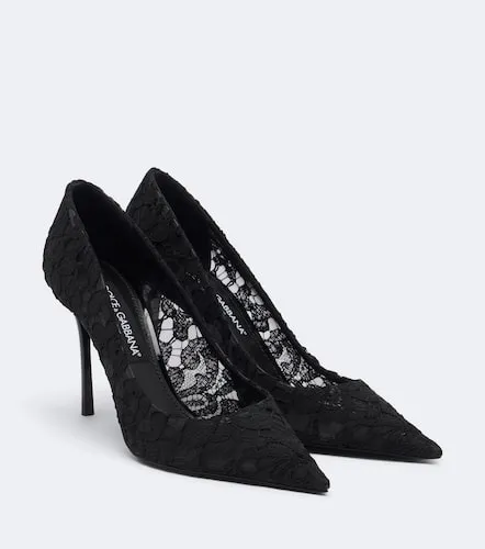 Escarpins en dentelle et cuir - Dolce&Gabbana - Modalova