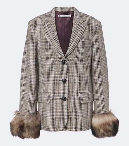 Blazer en laine et shearling à carreaux - Acne Studios - Modalova