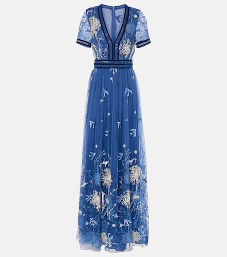 Robe longue brodée à fleurs - Costarellos - Modalova