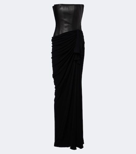 Robe longue bustier en cuir - Alex Perry - Modalova