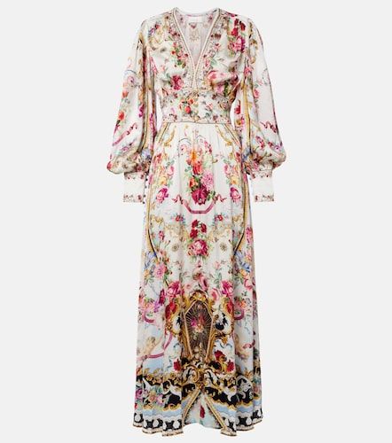 Robe longue en soie à fleurs - Camilla - Modalova