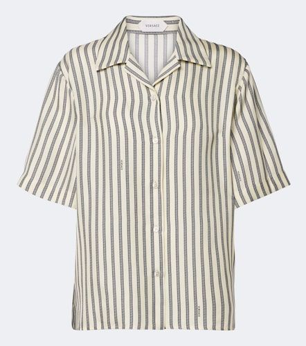Chemise Meandros rayée en sergé de soie - Versace - Modalova