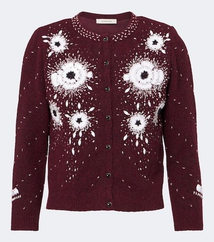 Cardigan en laine mélangée à fleurs - Jacques Wei - Modalova