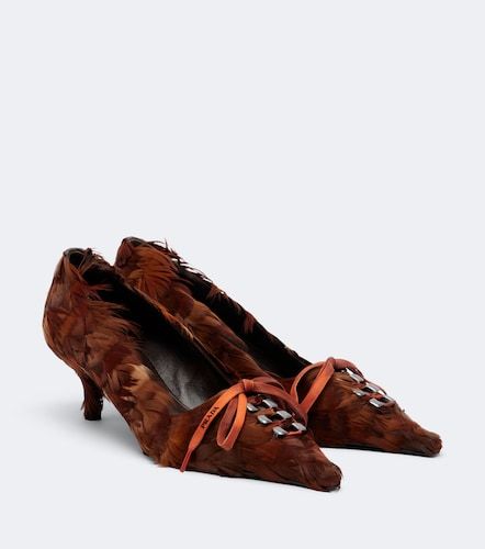Prada Escarpins en satin à plumes - Prada - Modalova