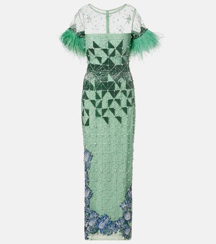 Là Fuori Robe longue à ornements et plumes - La Fuori - Modalova