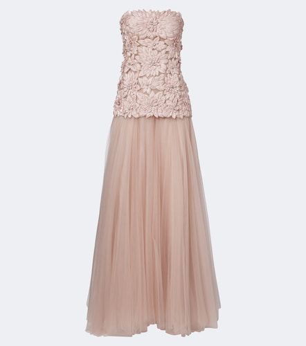 Robe longue Gisella en satin et tulle - Costarellos - Modalova