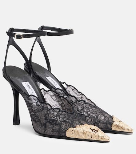 Escarpins Faiz 100 en dentelle et cuir - Jimmy Choo - Modalova