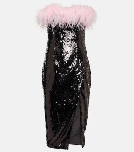 Robe midi à sequins et plumes - Self-Portrait - Modalova