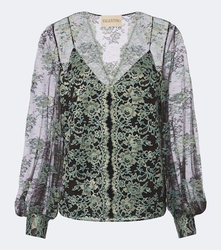 Blouse en dentelle et georgette - Valentino Garavani - Modalova