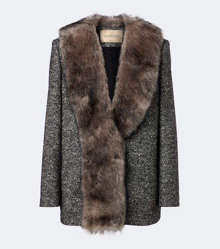 Blazer en laine mélangée et shearling - Valentino - Modalova