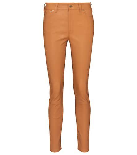 Pantalon slim à taille haute en cuir - Polo Ralph Lauren - Modalova