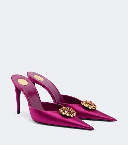 Mules Cosmo en crêpe de satin à ornements - Saint Laurent - Modalova