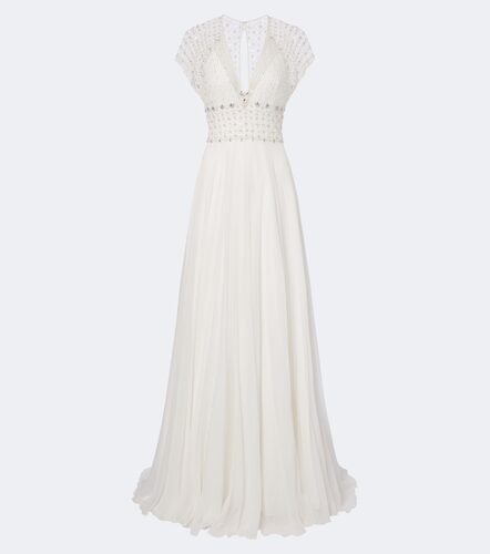 Robe longue de mariée Momento en tulle et mousseline de soie - Jenny Packham - Modalova