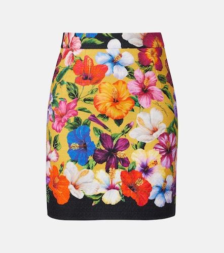 Mini-jupe en coton mélangé à fleurs - Dolce&Gabbana - Modalova