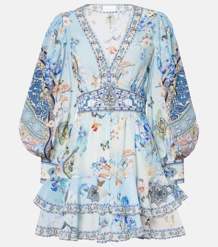 Robe en soie à fleurs et ornements - Camilla - Modalova