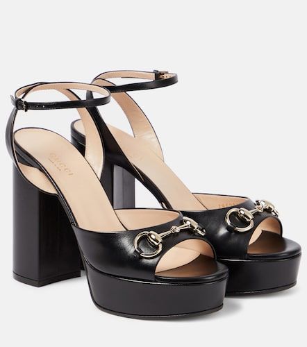 Sandales Lady Horsebit en cuir à plateforme - Gucci - Modalova