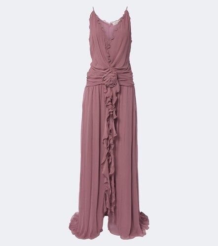 Robe longue à volants et appliqués - Blumarine - Modalova