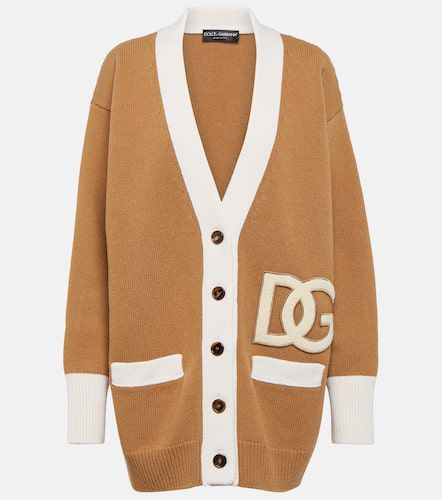 Cardigan oversize en laine vierge à logo - Dolce&Gabbana - Modalova