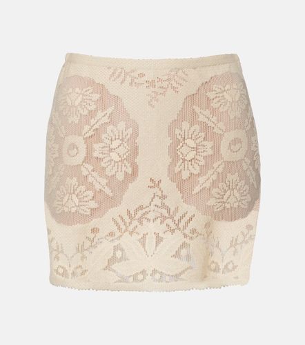 Mini-jupe en coton mélangé à fleurs - Valentino Garavani - Modalova