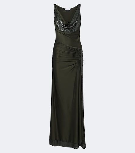 Robe longue en satin à cotte de mailles - Rabanne - Modalova