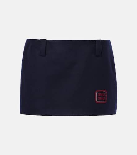 Mini-jupe en velours de laine et cachemire - Miu Miu - Modalova