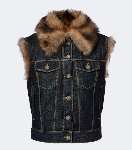 Fendi Gilet en denim et shearling - Fendi - Modalova