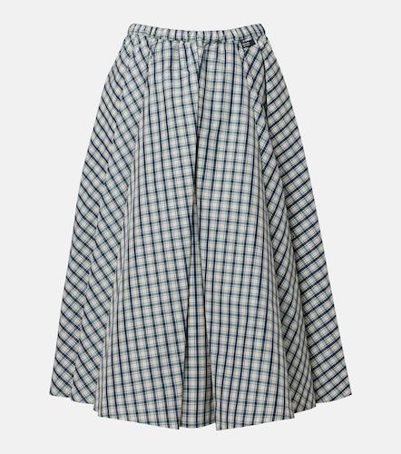 Jupe midi en coton mélangé à carreaux - Prada - Modalova