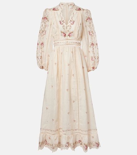 Robe midi Patience en lin à fleurs - Zimmermann - Modalova