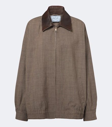 Veste blouson en laine à motif pied-de-poule - Prada - Modalova
