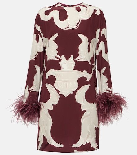 Robe en soie à imprimé et plumes - Valentino Garavani - Modalova