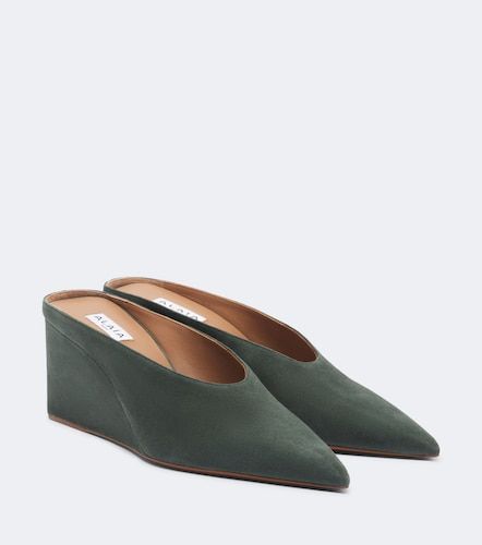 Alaïa Mules compensées Cube en daim - Alaia - Modalova