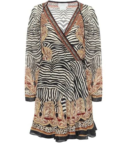 Robe portefeuille en soie à motif zébré - Camilla - Modalova