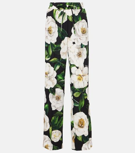 Pantalon de pyjama en soie mélangée à fleurs - Dolce&Gabbana - Modalova