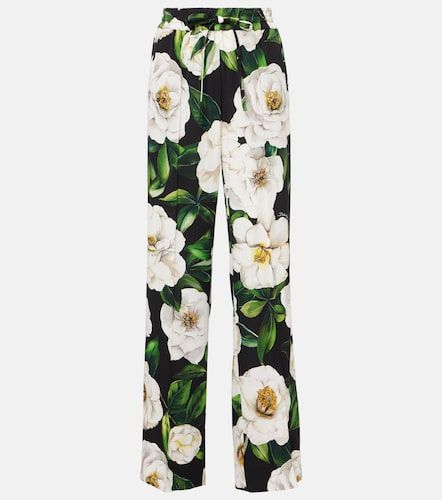Pantalon de pyjama en soie mélangée à fleurs - Dolce&Gabbana - Modalova