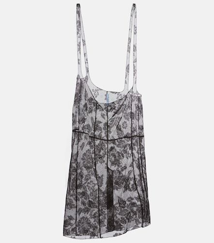 Jupe midi en dentelle de coton à fleurs - Prada - Modalova