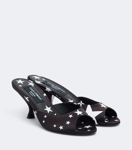 Mules en satin à imprimé - Dolce&Gabbana - Modalova