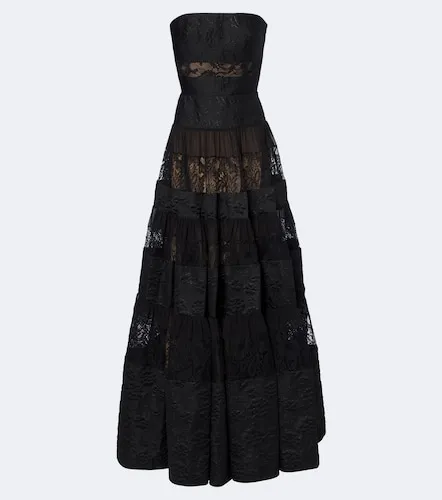 Robe longue bustier en jacquard et dentelle - Elie Saab - Modalova